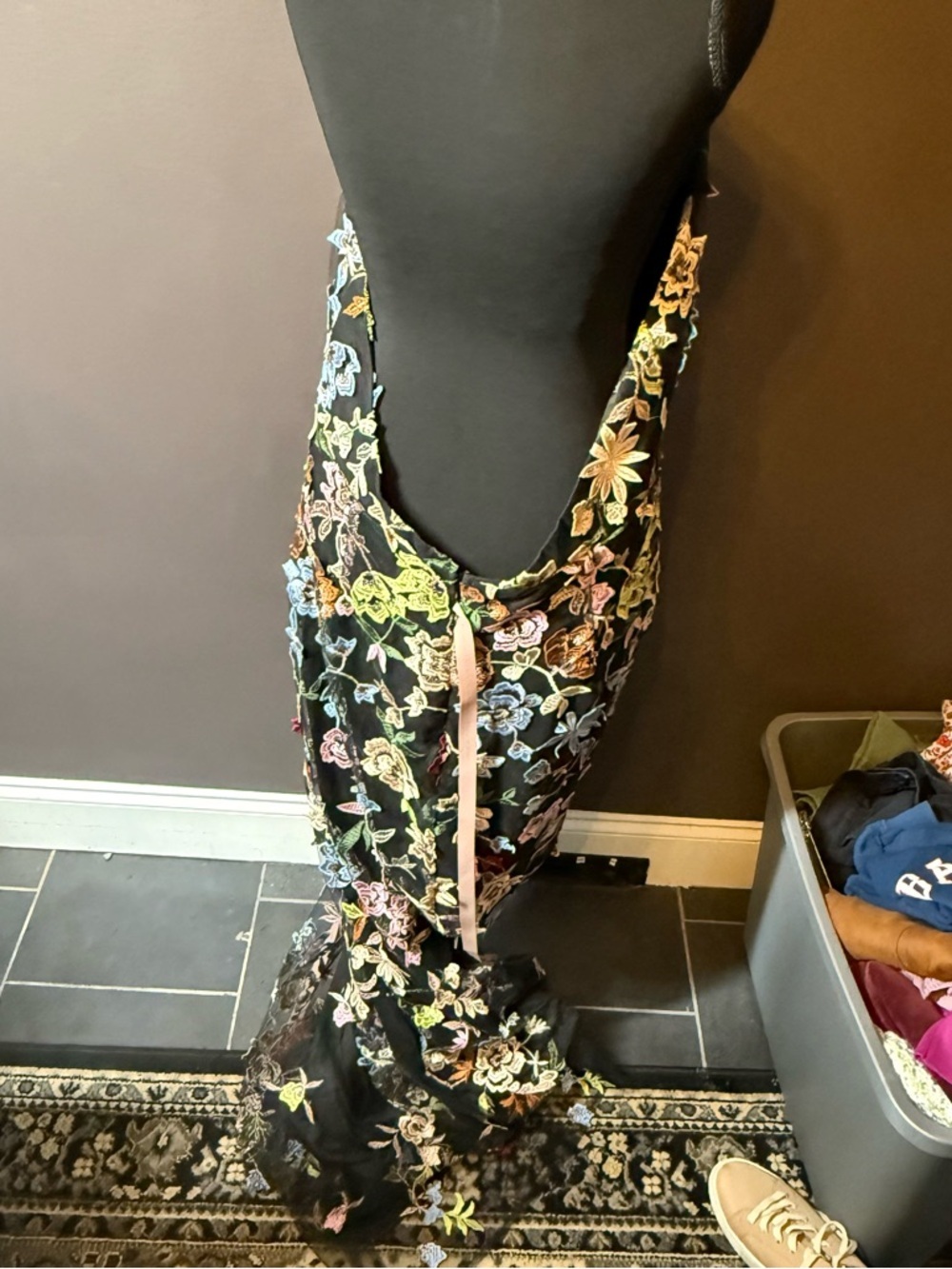 Lulu's Black Floral Halter Maxi Dress with Multicolor Embroidery - Picture 3 of 6